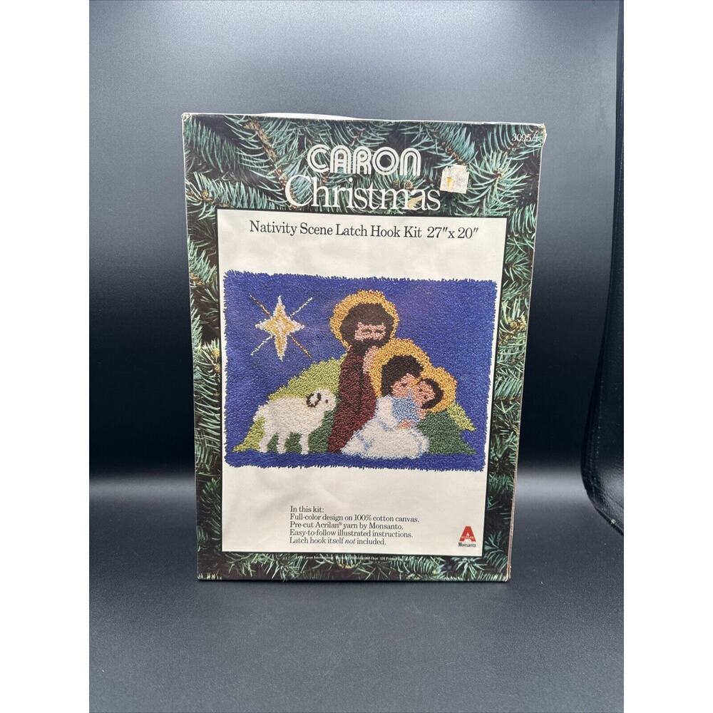 Caron Christmas Nativity Scene Latch Hook Rug Craft Kit Vintage 1978 NIP
